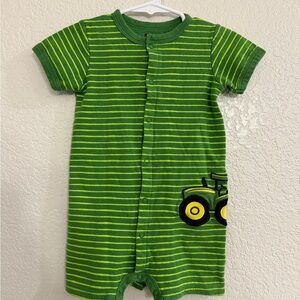 John Deere Green and Yellow Striped Bodysuit with Tractor